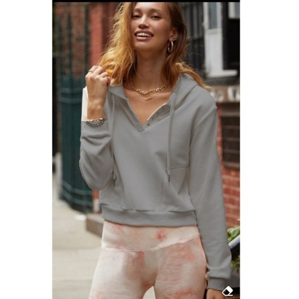 Heartloom Katia Crop Hoodie Sweatshirt in Heather Grey S NWOT